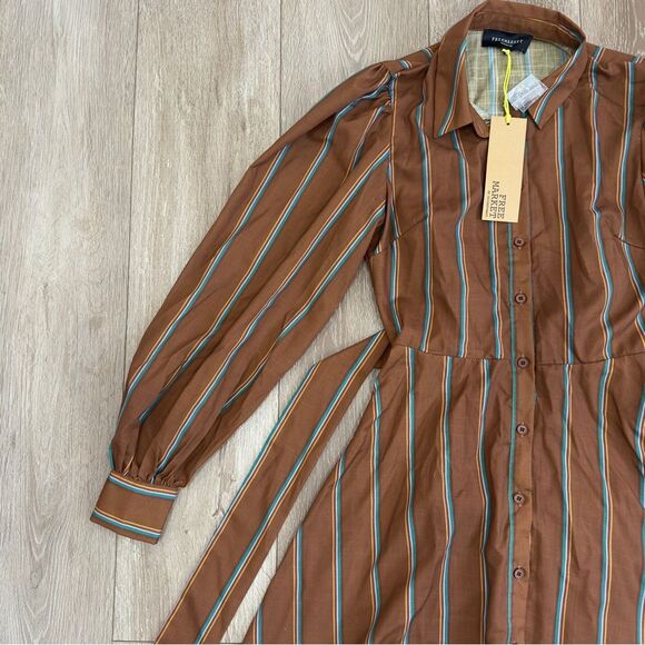 NWT Flying Tomato Freemarket Give It A Go Woven Striped Mini Shirt Dress Small - Picture 7 of 16